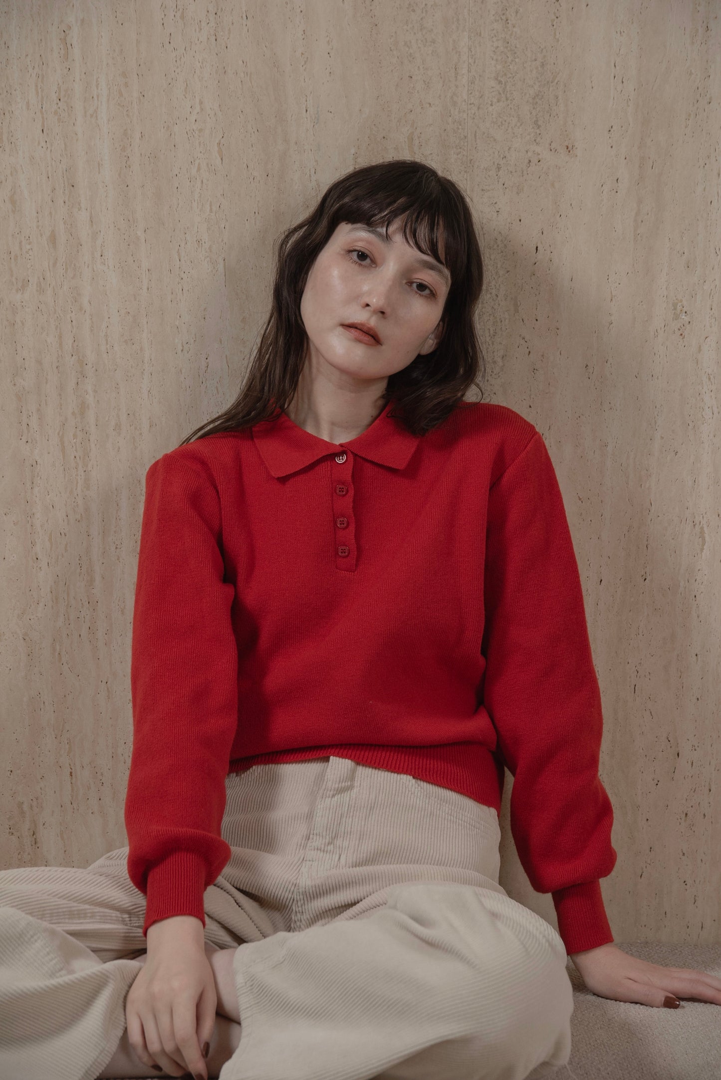 simple polo rafu knit pullover