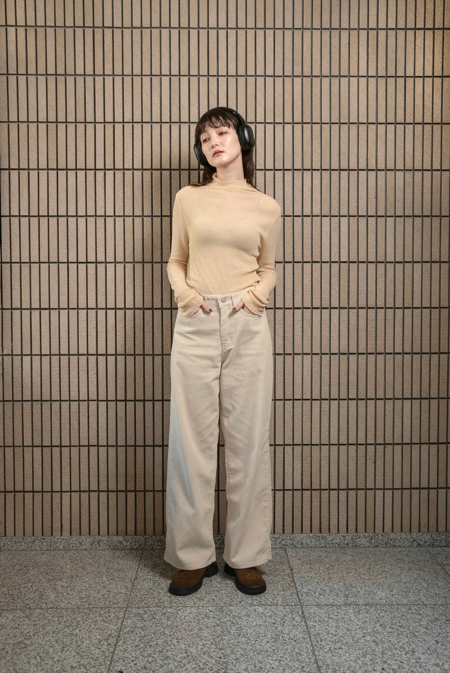 sheer high neck rib tops