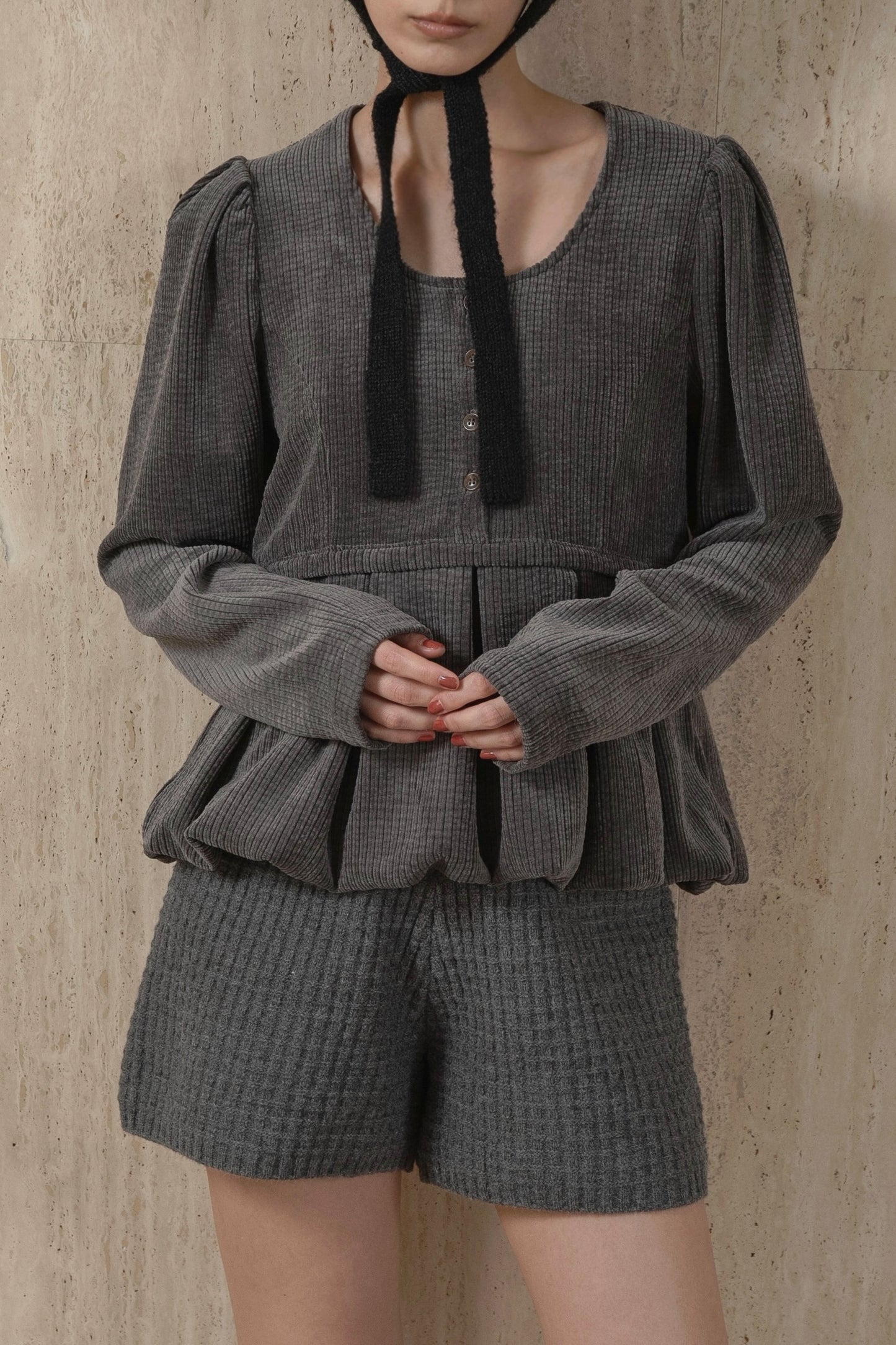 uneck balloon corduroy tops