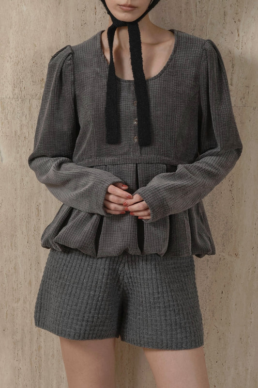 uneck balloon corduroy tops