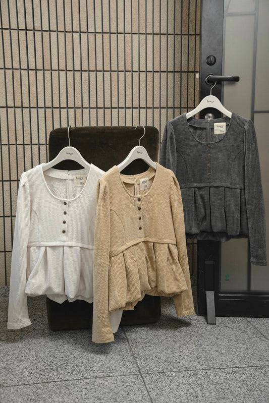 uneck balloon corduroy tops
