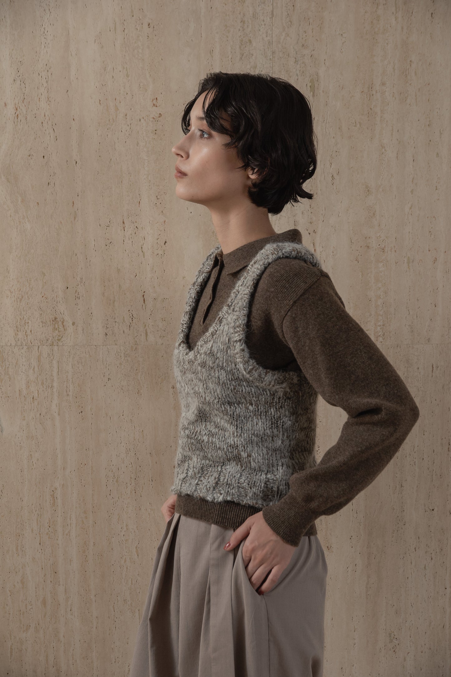 simple polo rafu knit pullover
