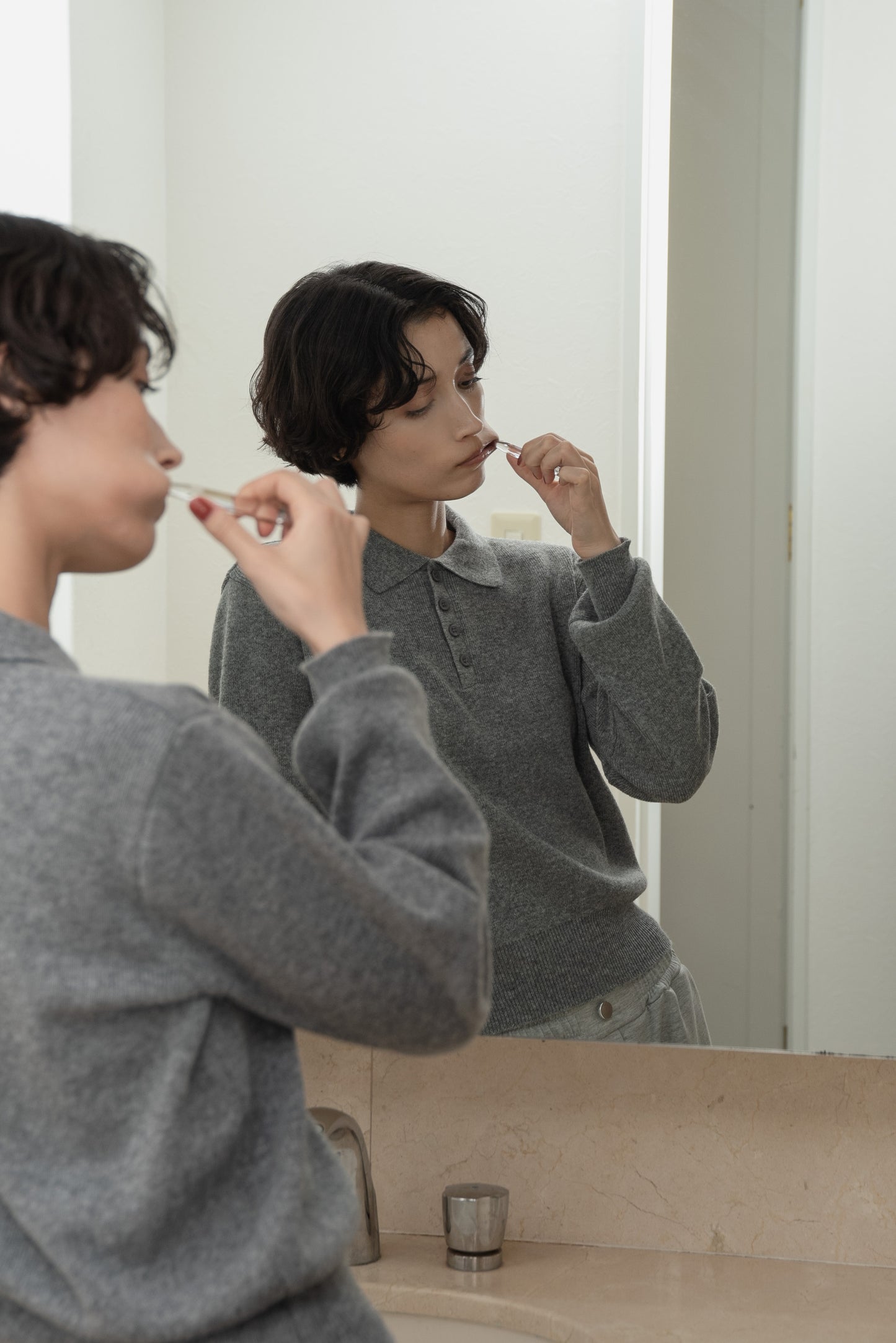 simple polo rafu knit pullover