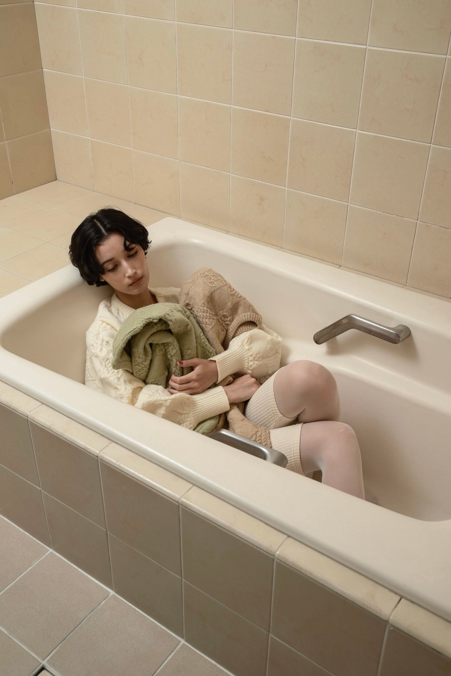 pattern rhombus volume sleeve knit