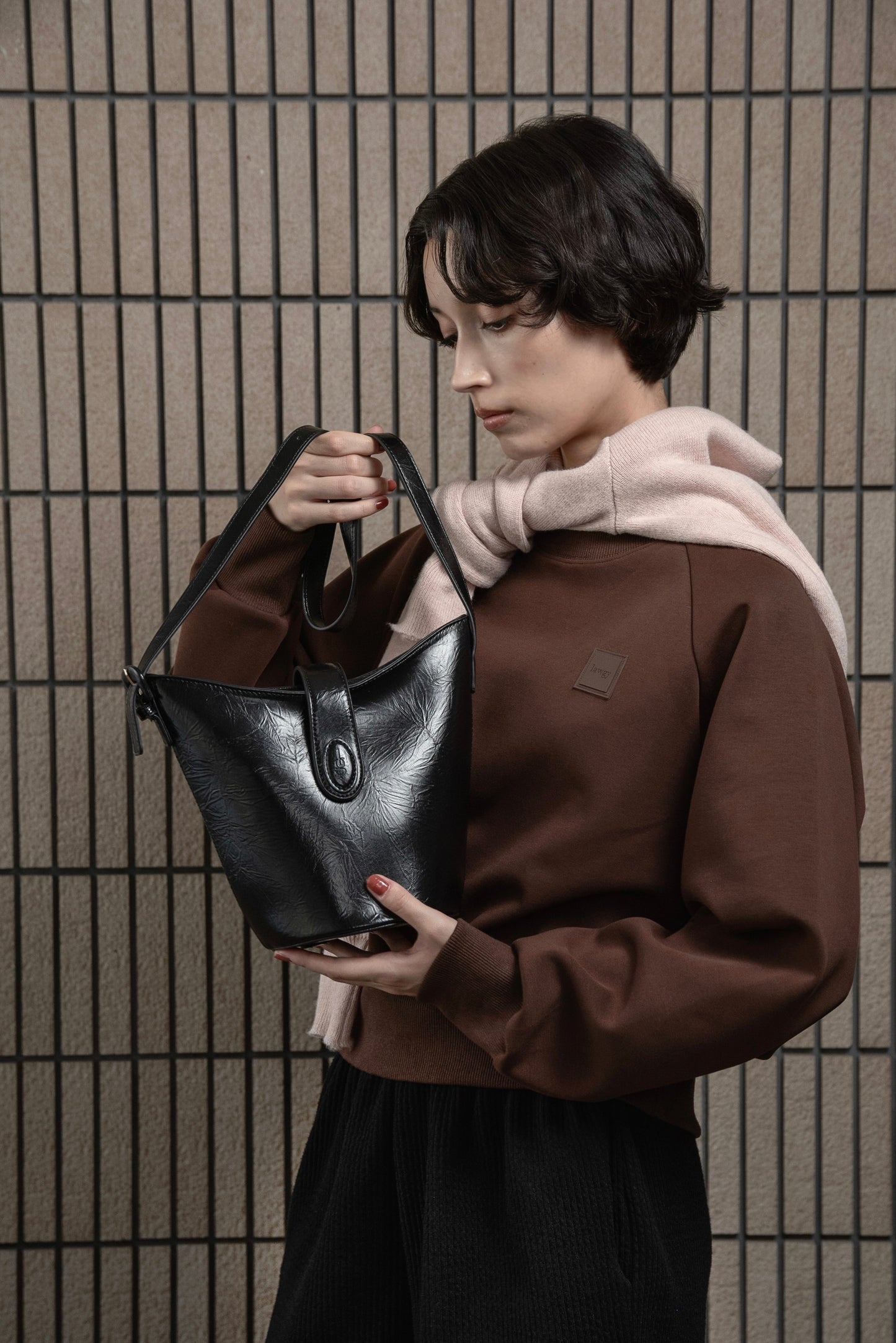 triangle logo one handle bag