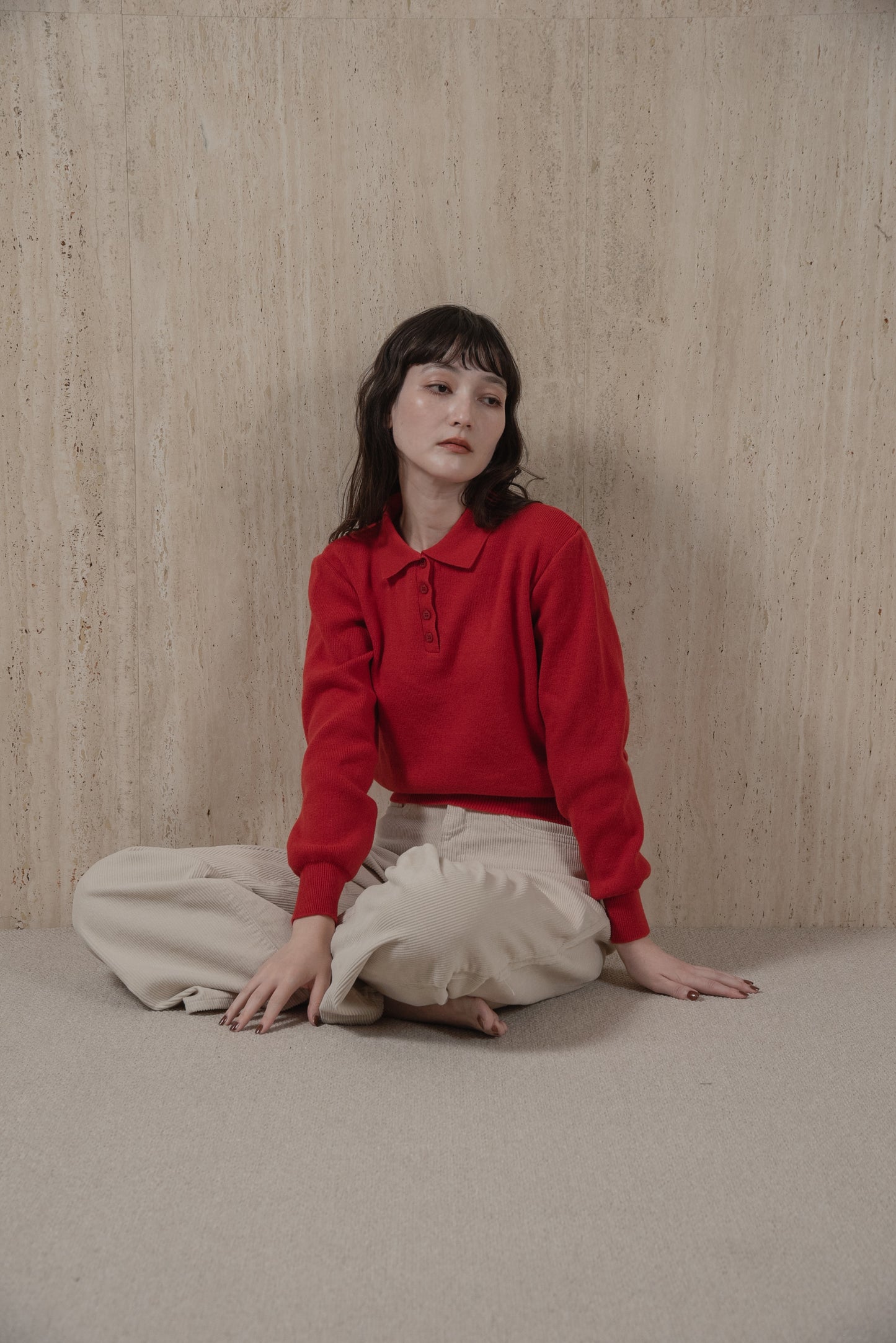 simple polo rafu knit pullover