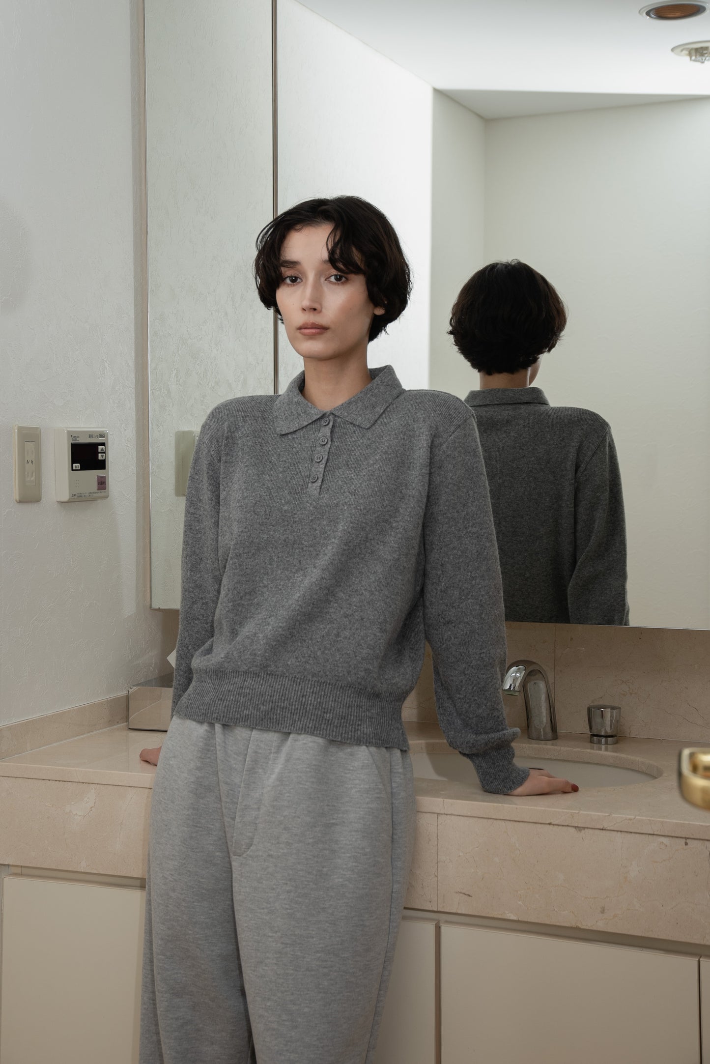 simple polo rafu knit pullover