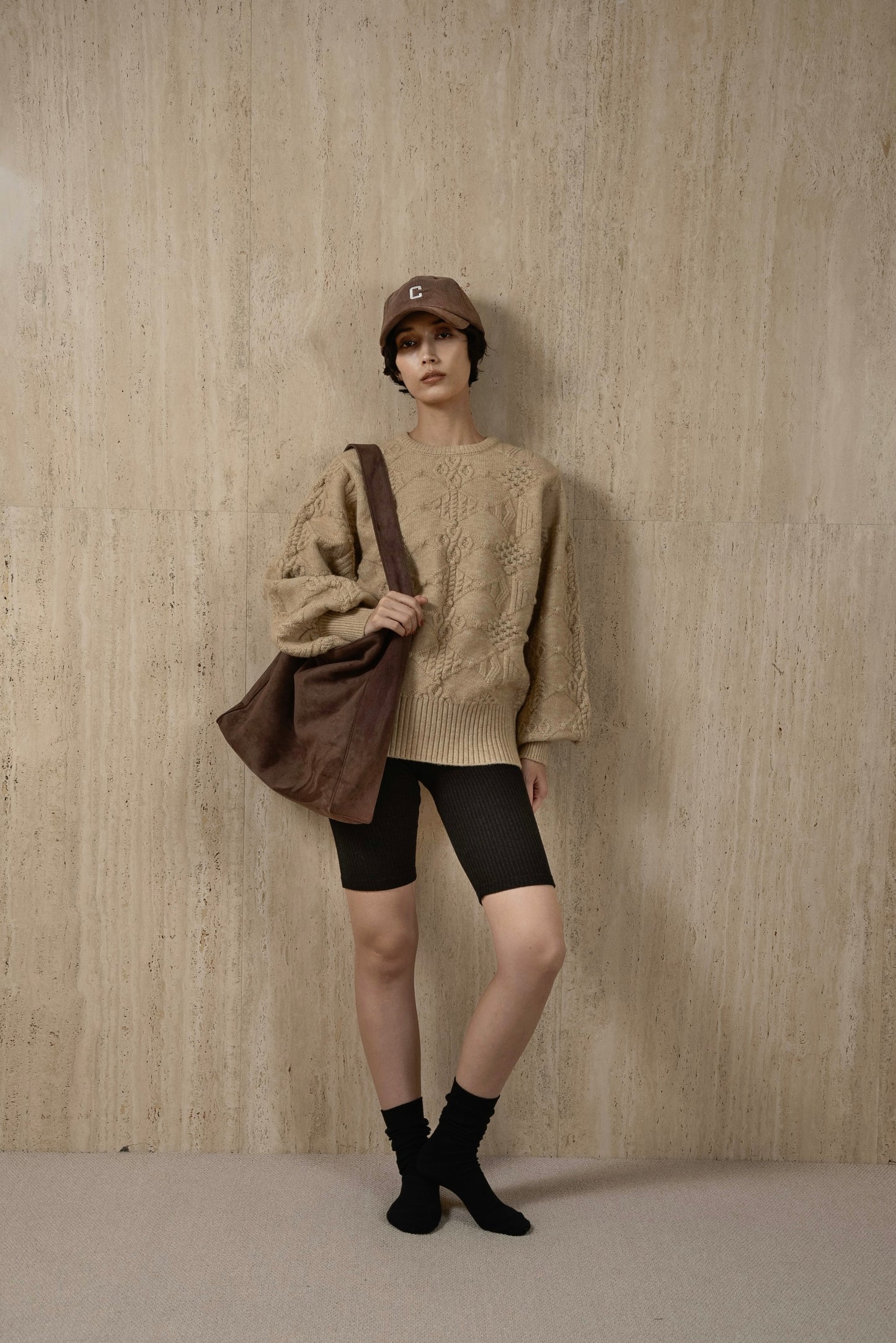 pattern rhombus volume sleeve knit
