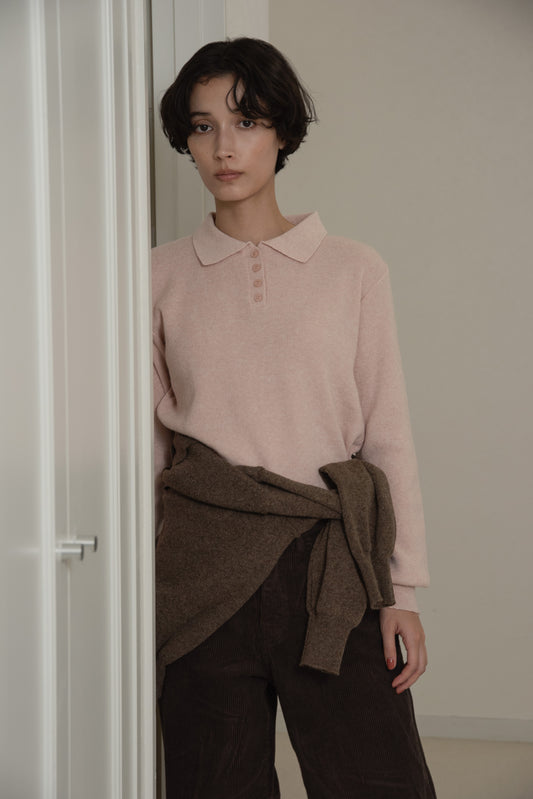 simple polo rafu knit pullover