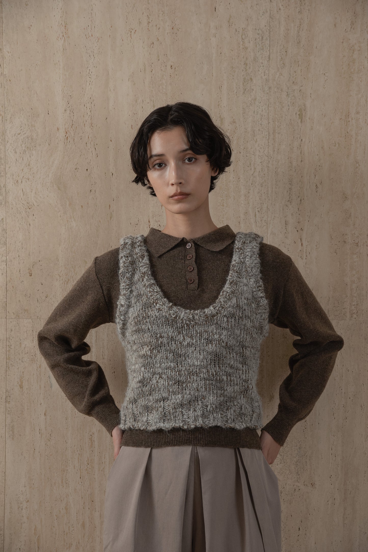 simple polo rafu knit pullover