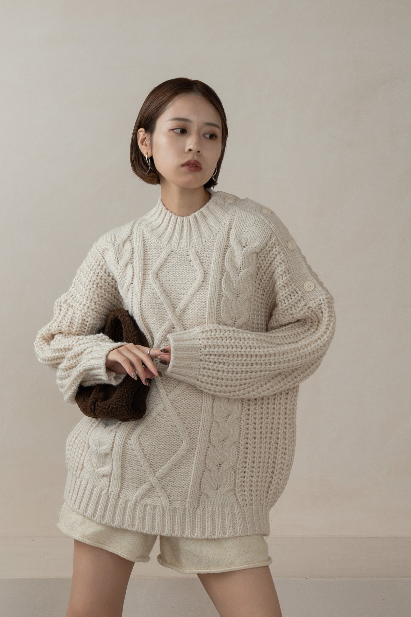 cable button over size knit – eim online（エイム オンライン）