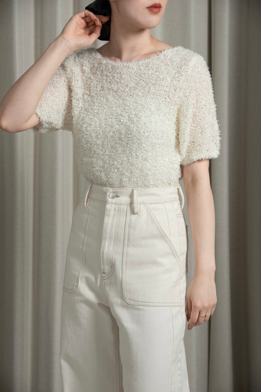 tape yarn short sleeves tops
