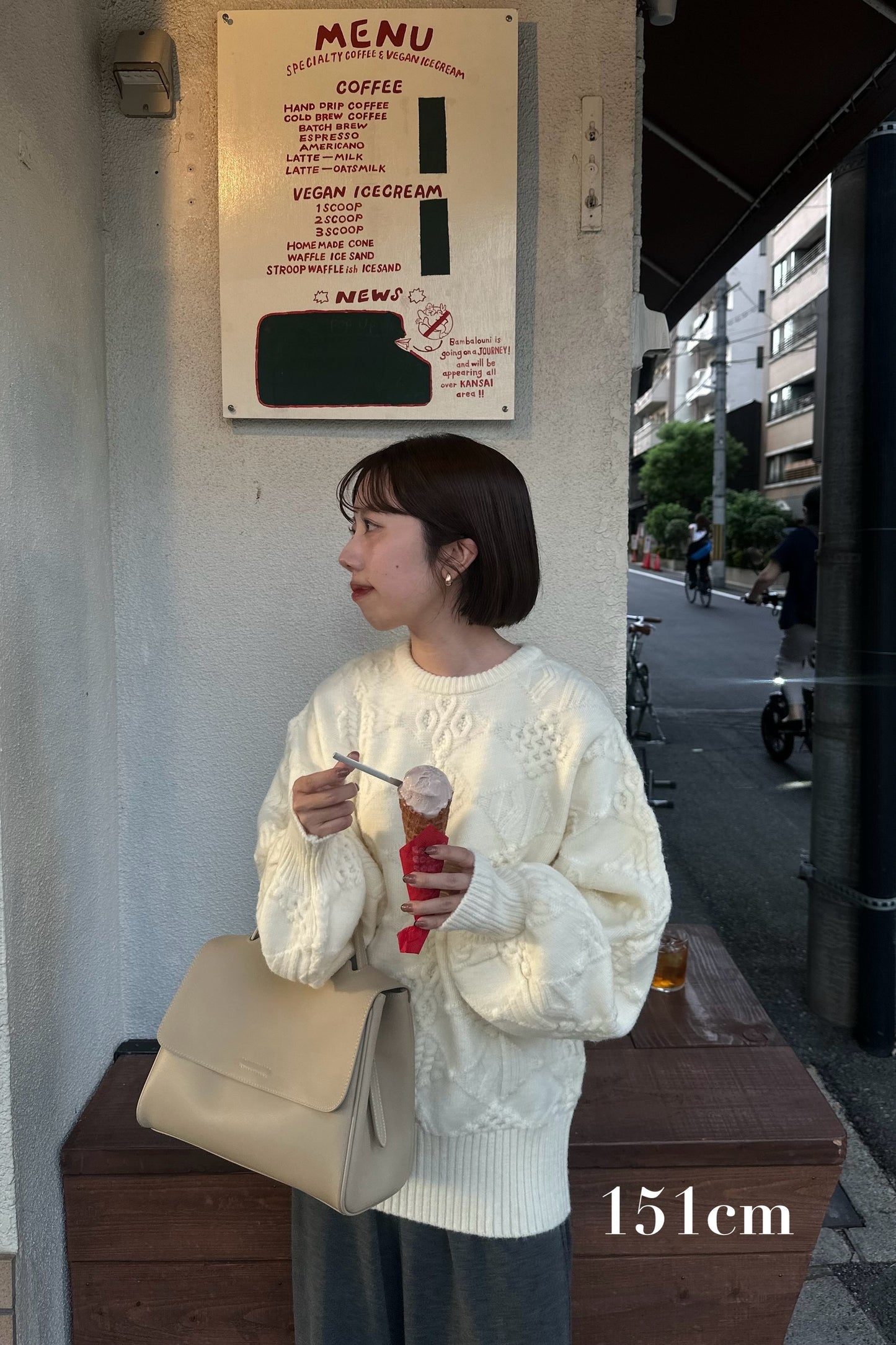 pattern rhombus volume sleeve knit