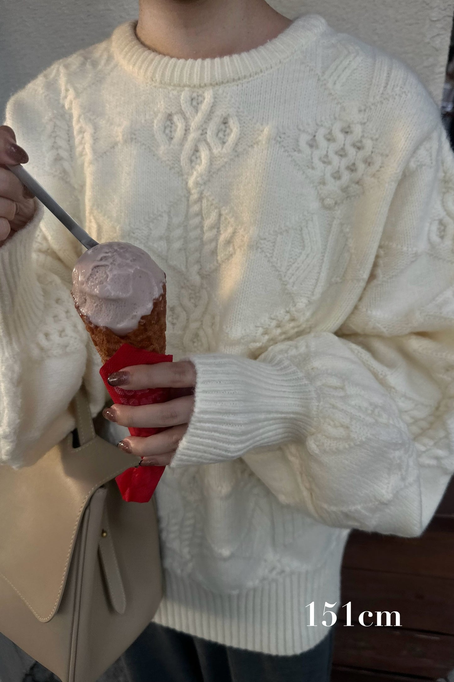 pattern rhombus volume sleeve knit