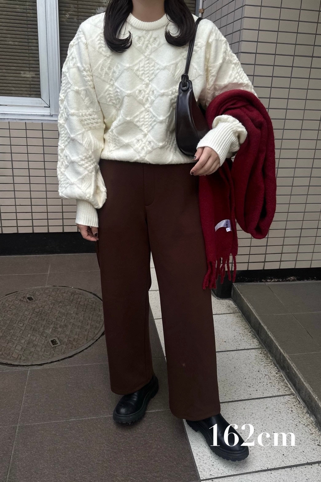 pattern rhombus volume sleeve knit