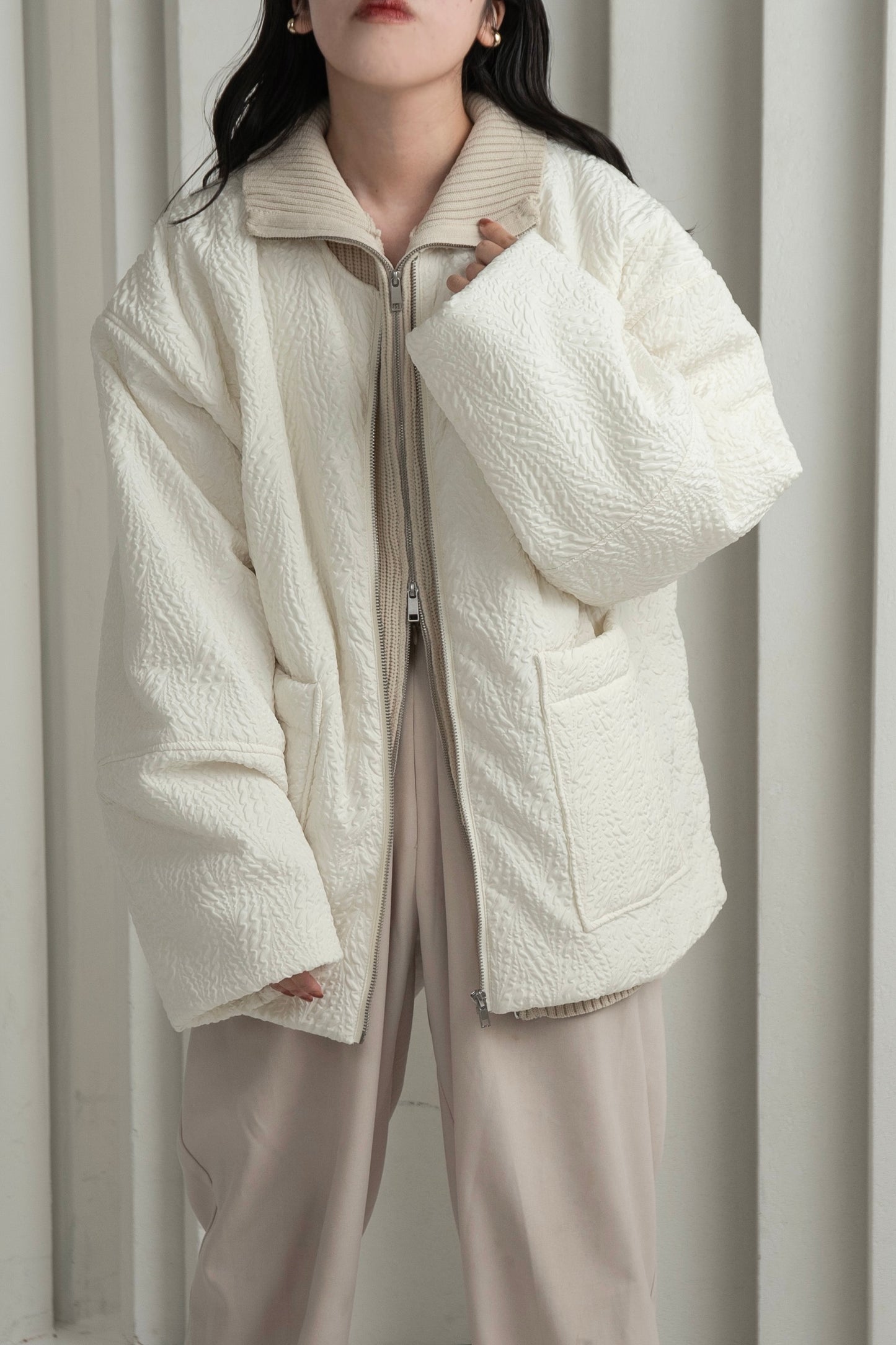 jacquard zip blouson