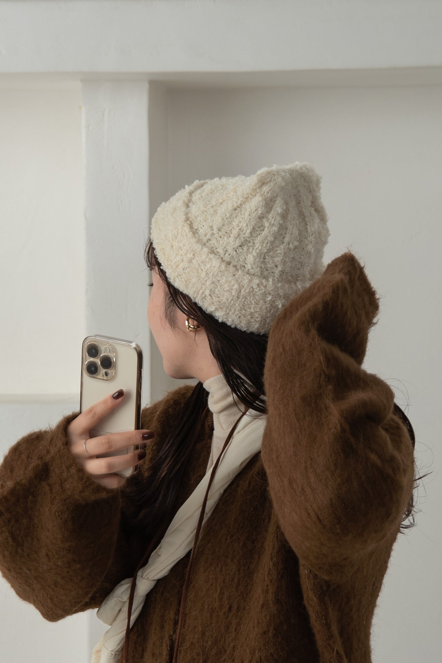 fluffy knit cap