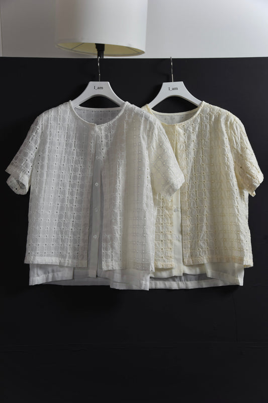 embroidery sheer layered tops