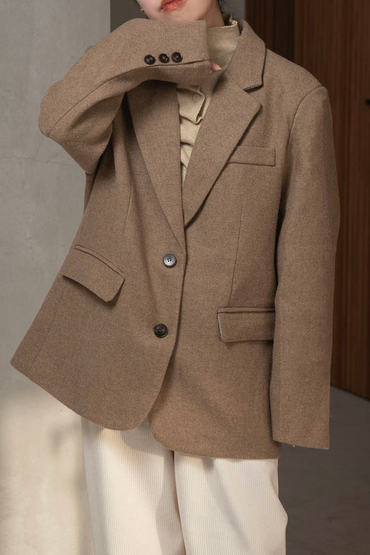 tweed like mix tailored jacket