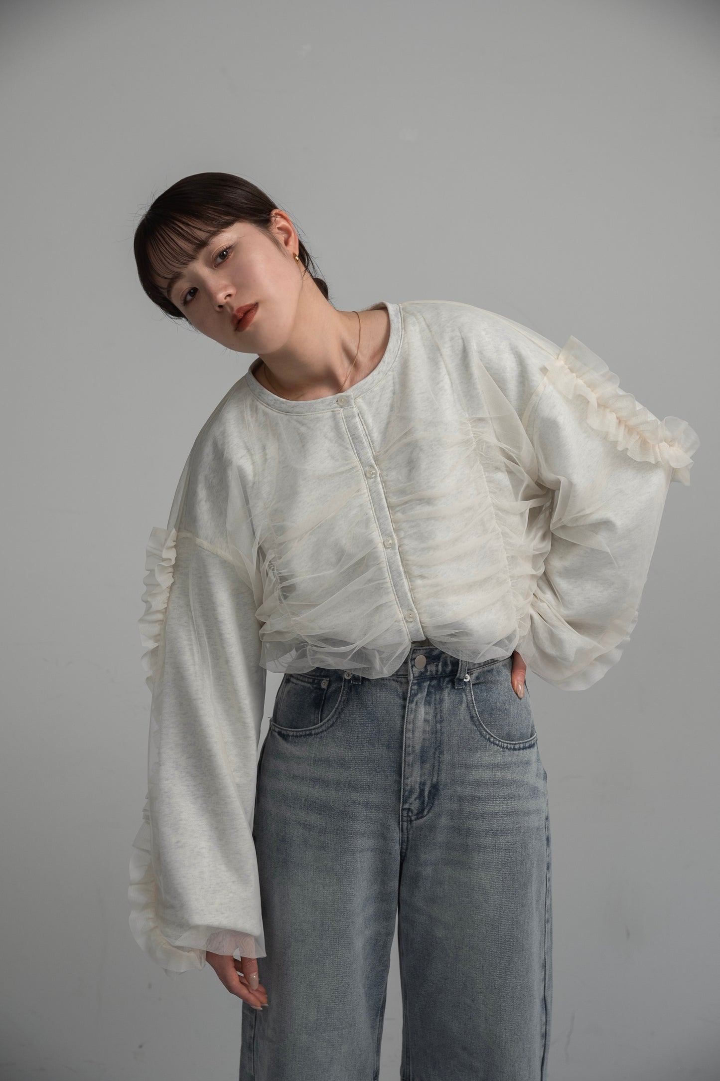 tulle docking frill sweat