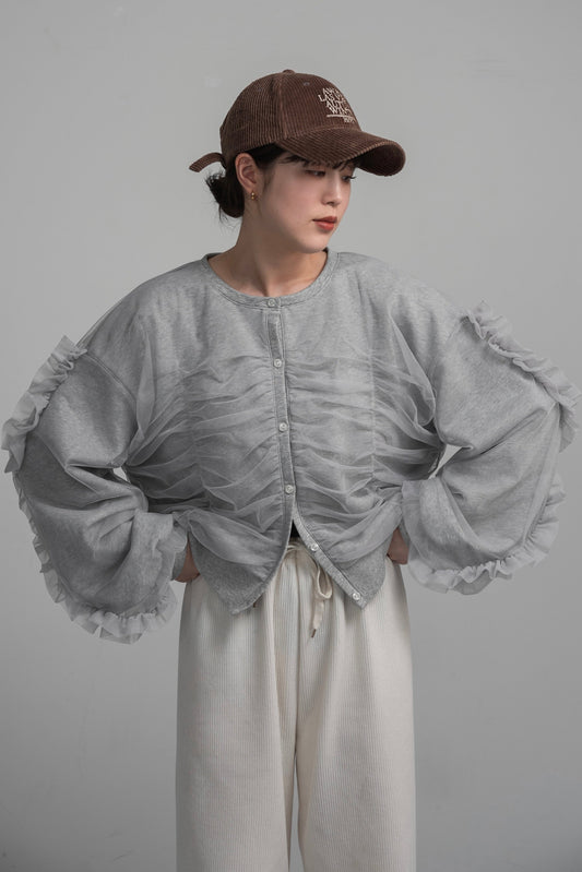 tulle docking frill sweat