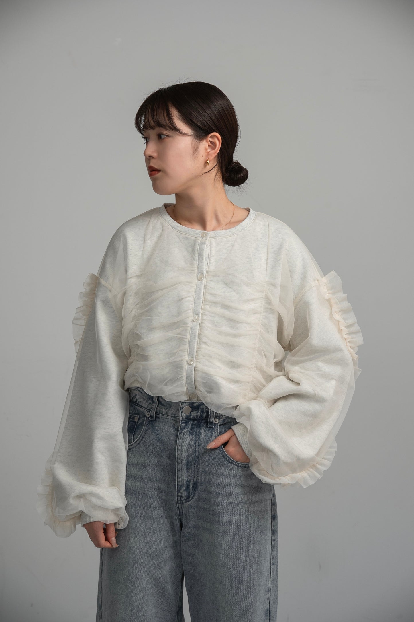 tulle docking frill sweat