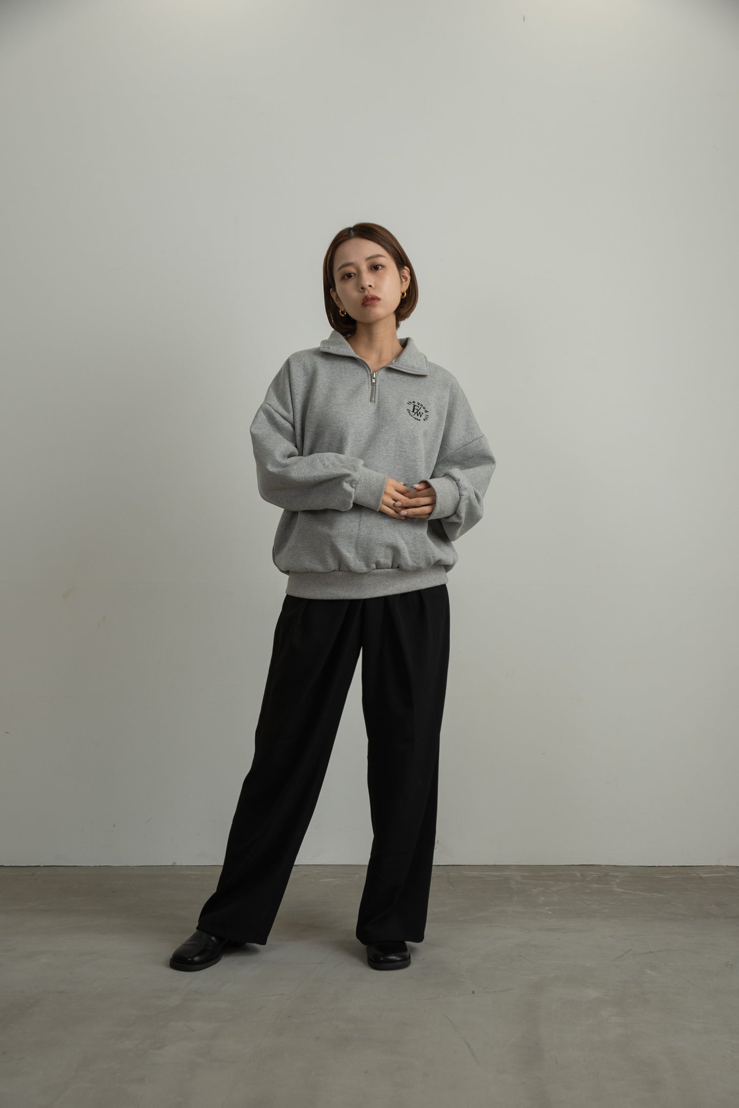 half zip loose sweat
