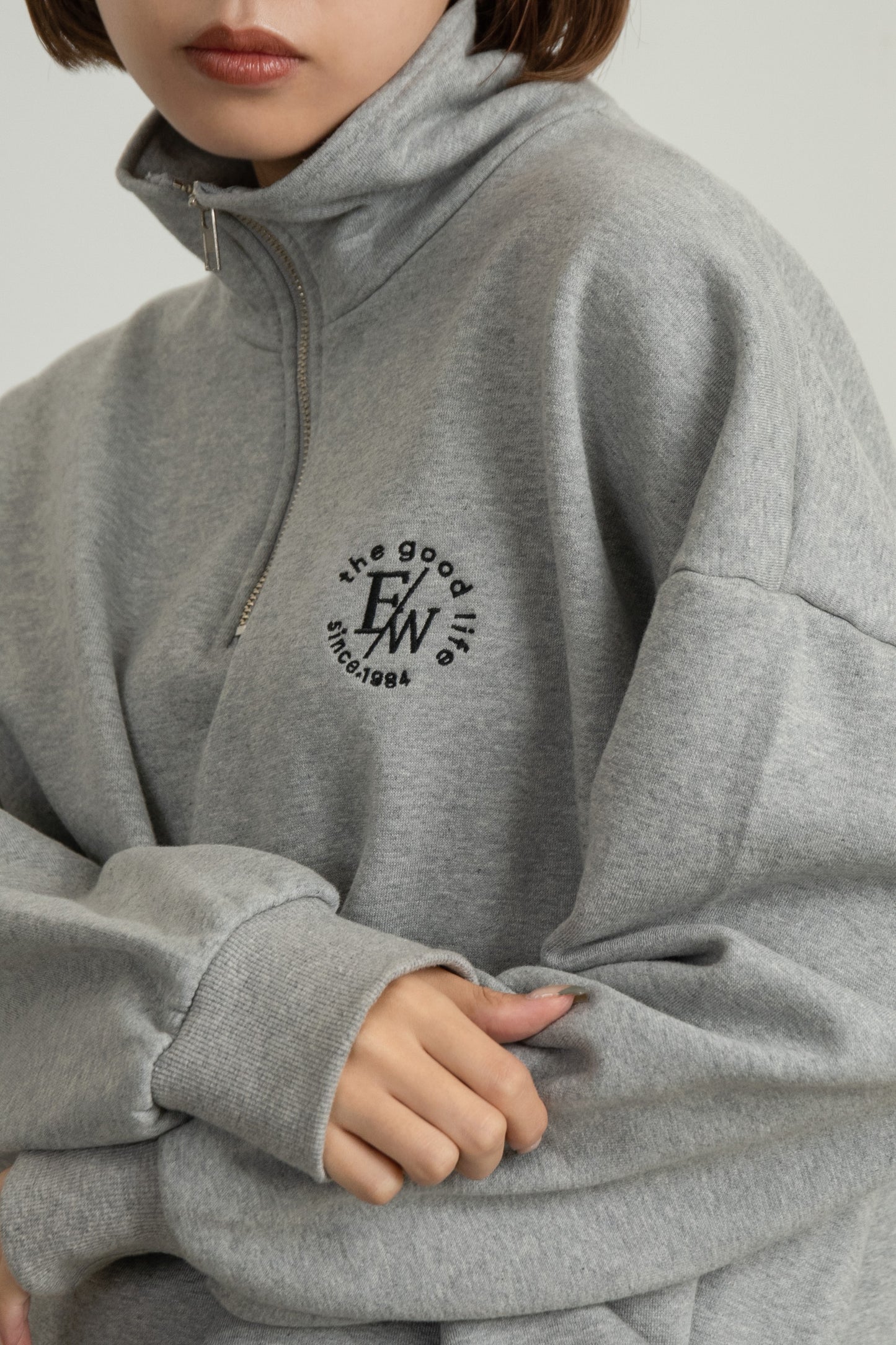 half zip loose sweat