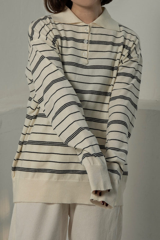 random border polo like over knit