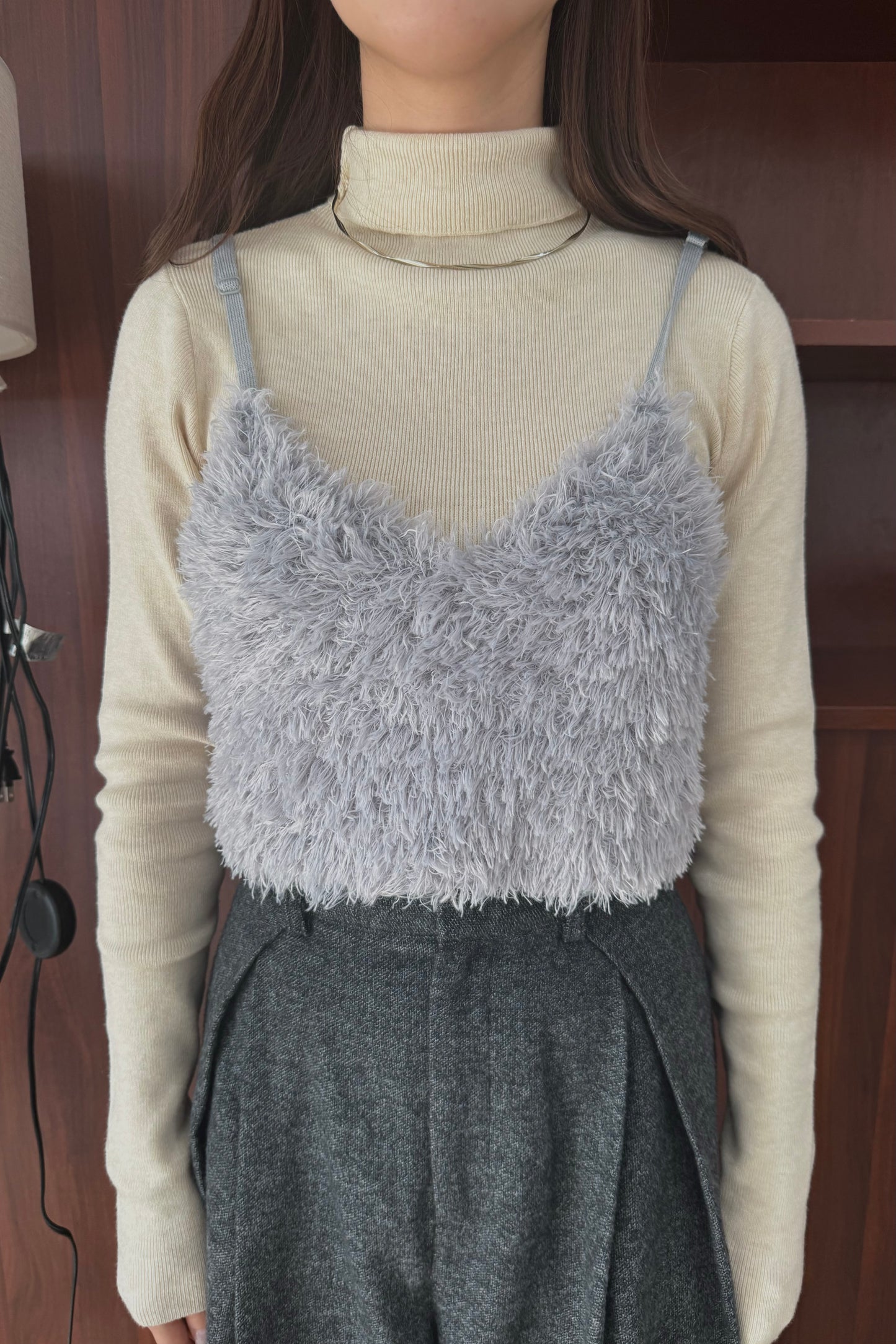 fur knit bustier