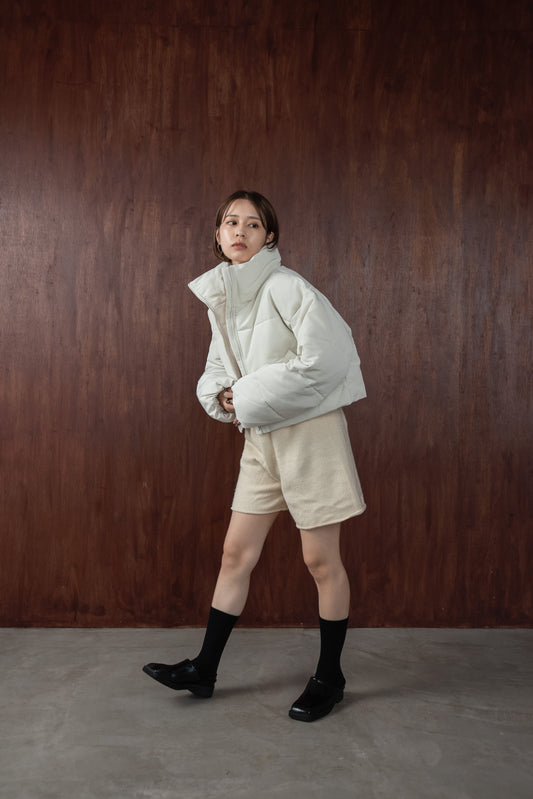 stand collar fiber down short jacket