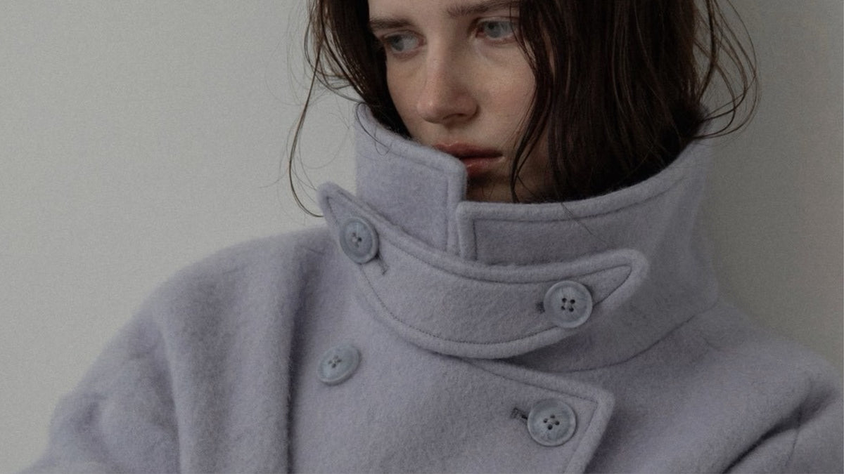 2way collar contrast cuff double coat
