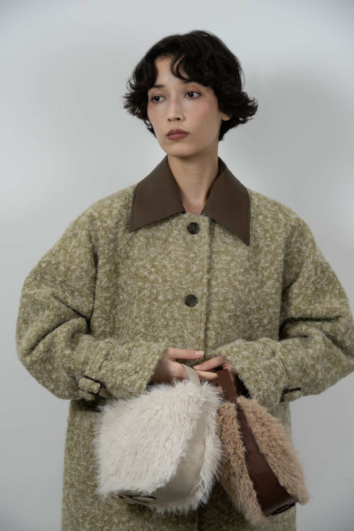 different material fluffy round bag