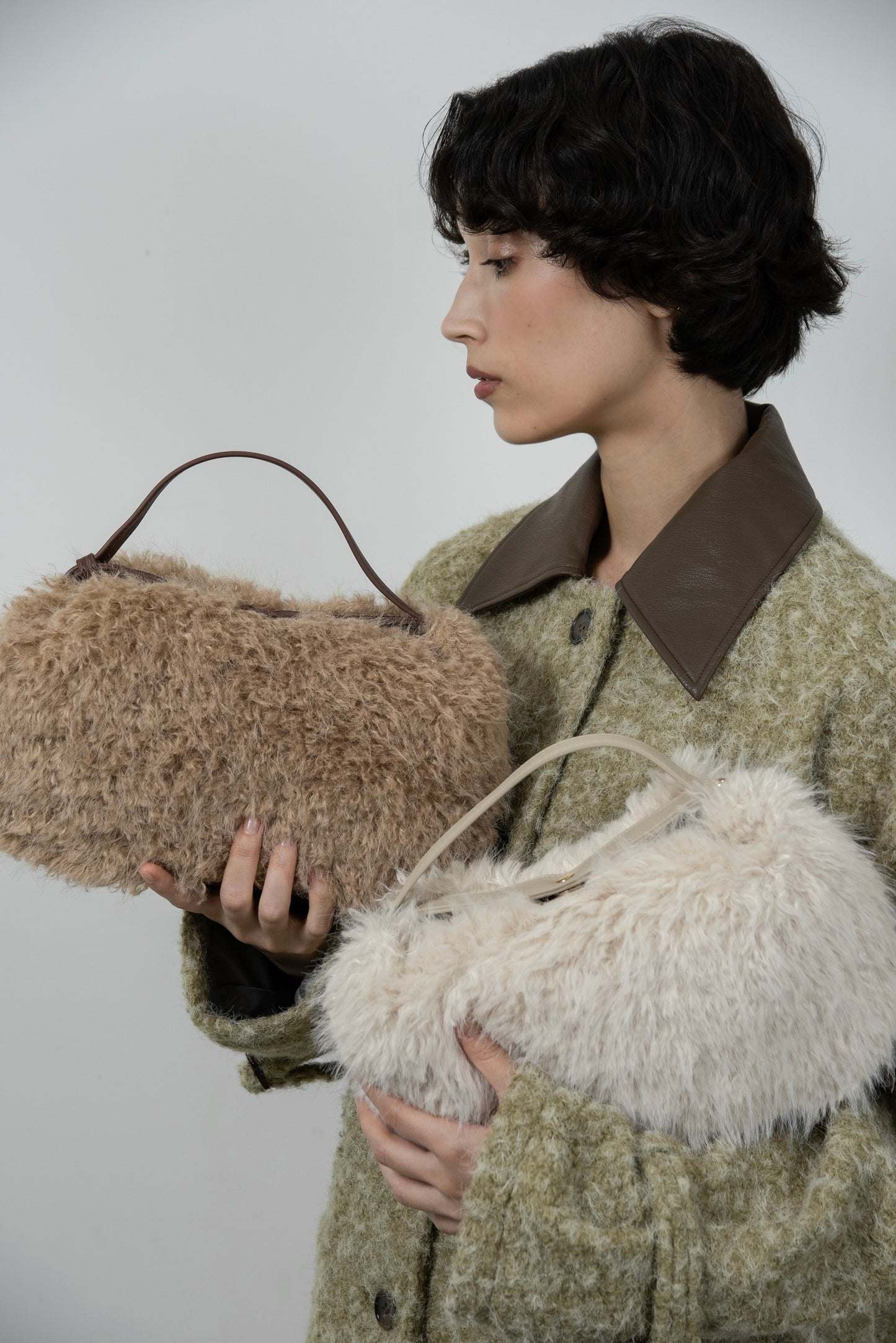 different material fluffy round bag