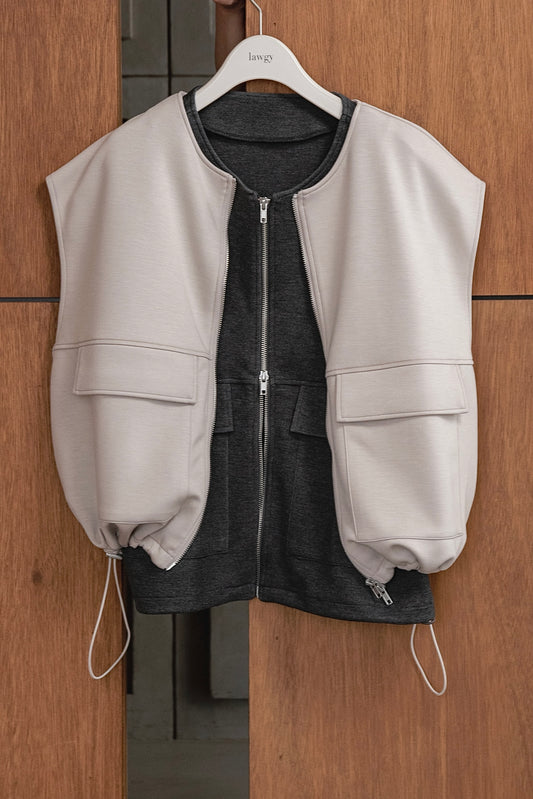 bonding big pocket zipper vest