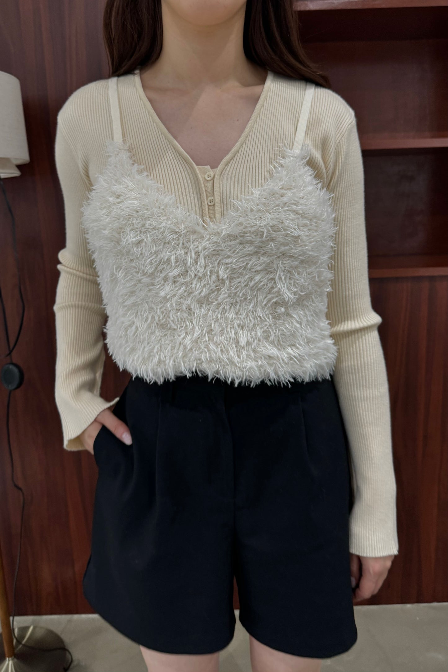 fur knit bustier