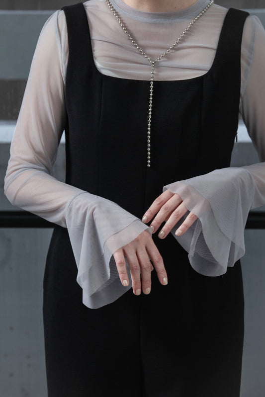 mesh flare long t shirt