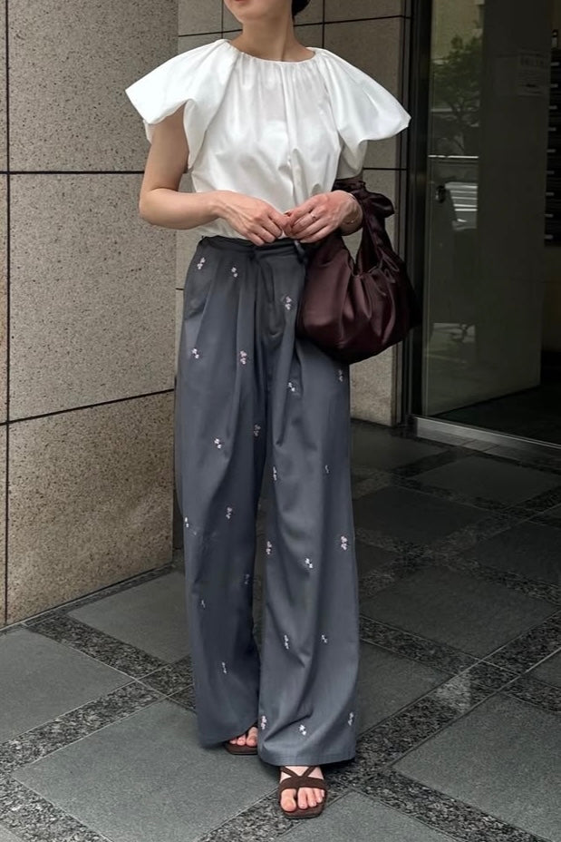 embroidery flower pants
