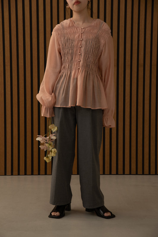 shirring design chiffon blouse