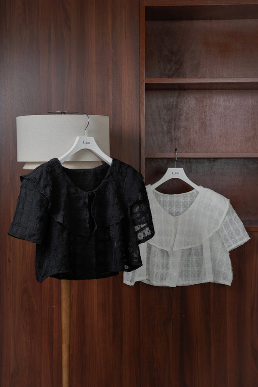 dot sheer tulle line short blouse