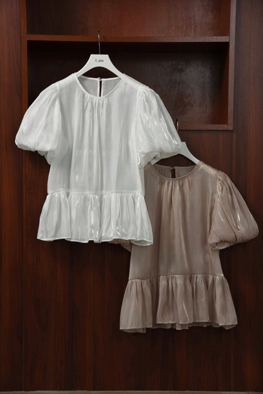 balloon sleeve luster blouse