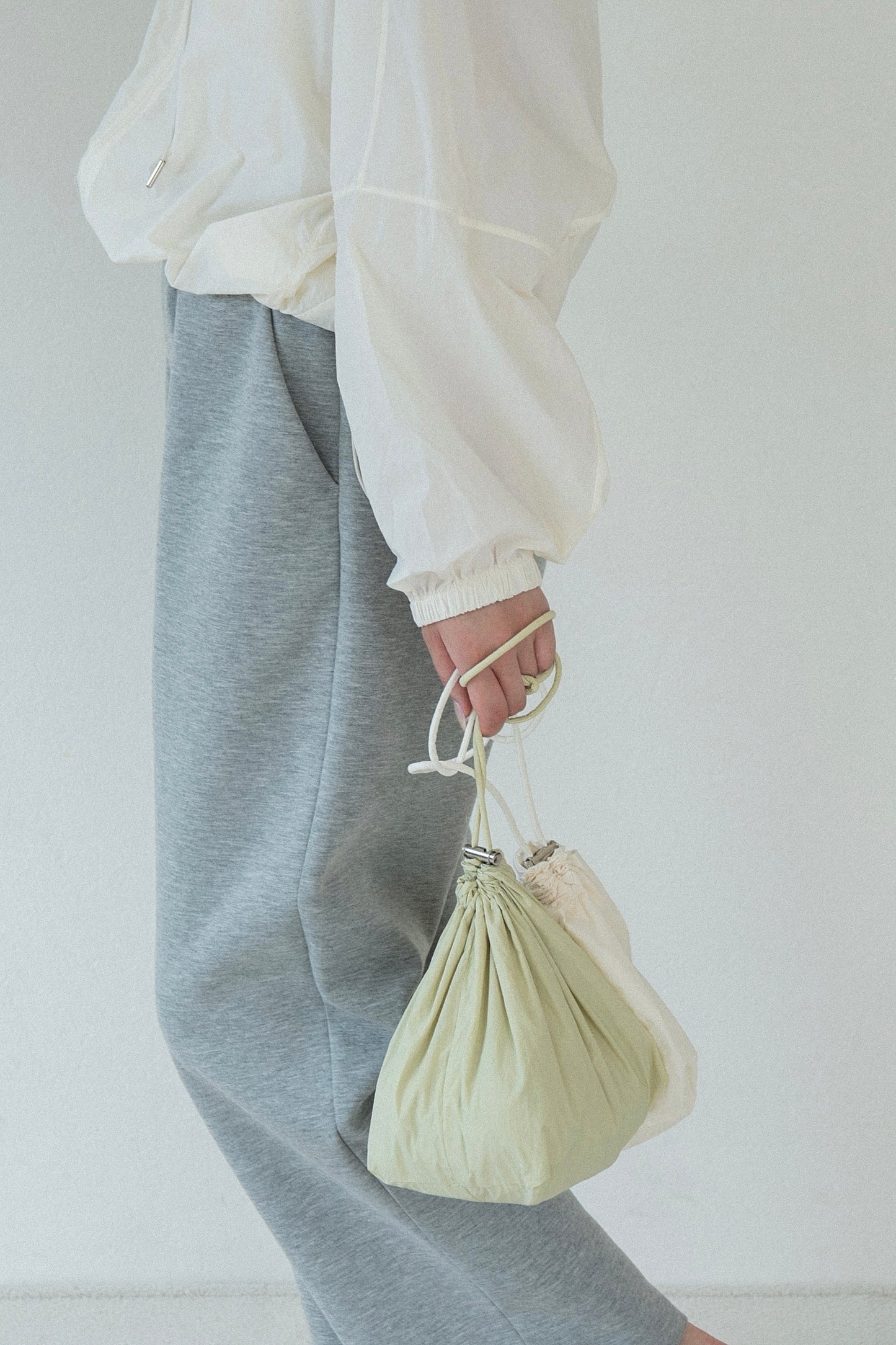 drawstring pouch set hooded blouson