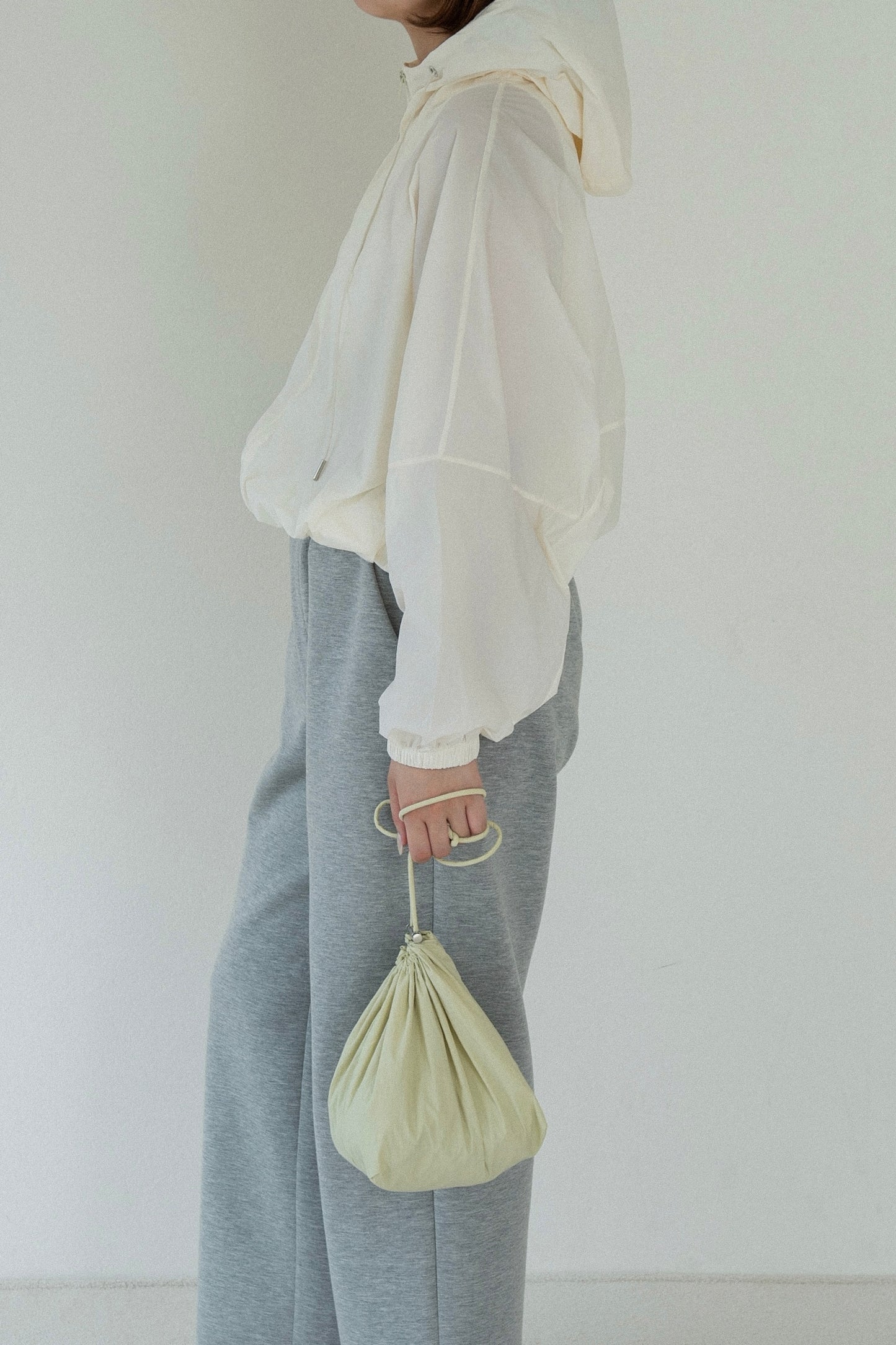 drawstring pouch set hooded blouson