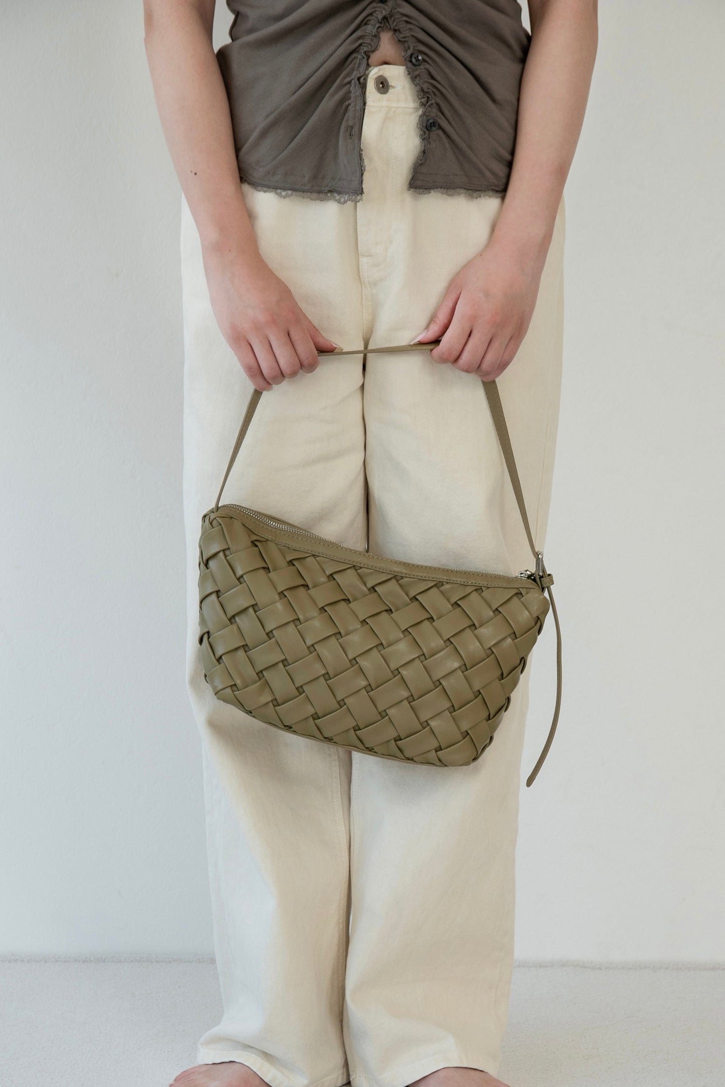 woven look single handle bag