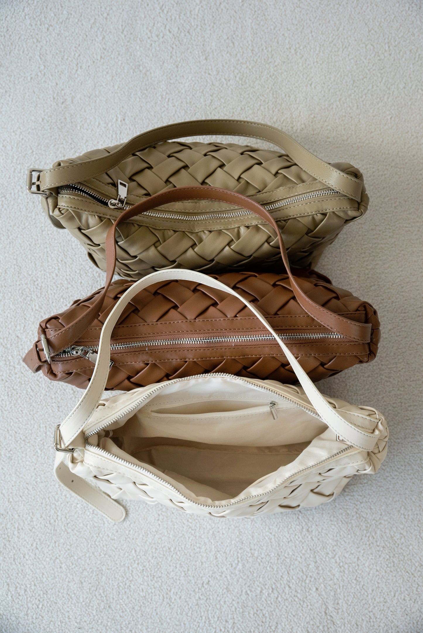 woven look single handle bag