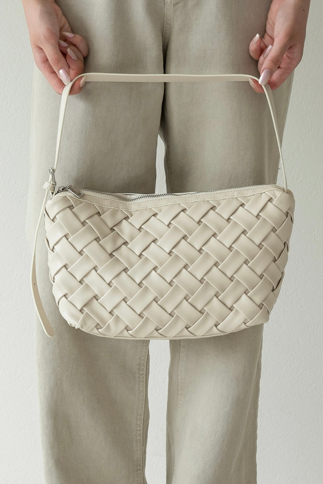 woven look single handle bag