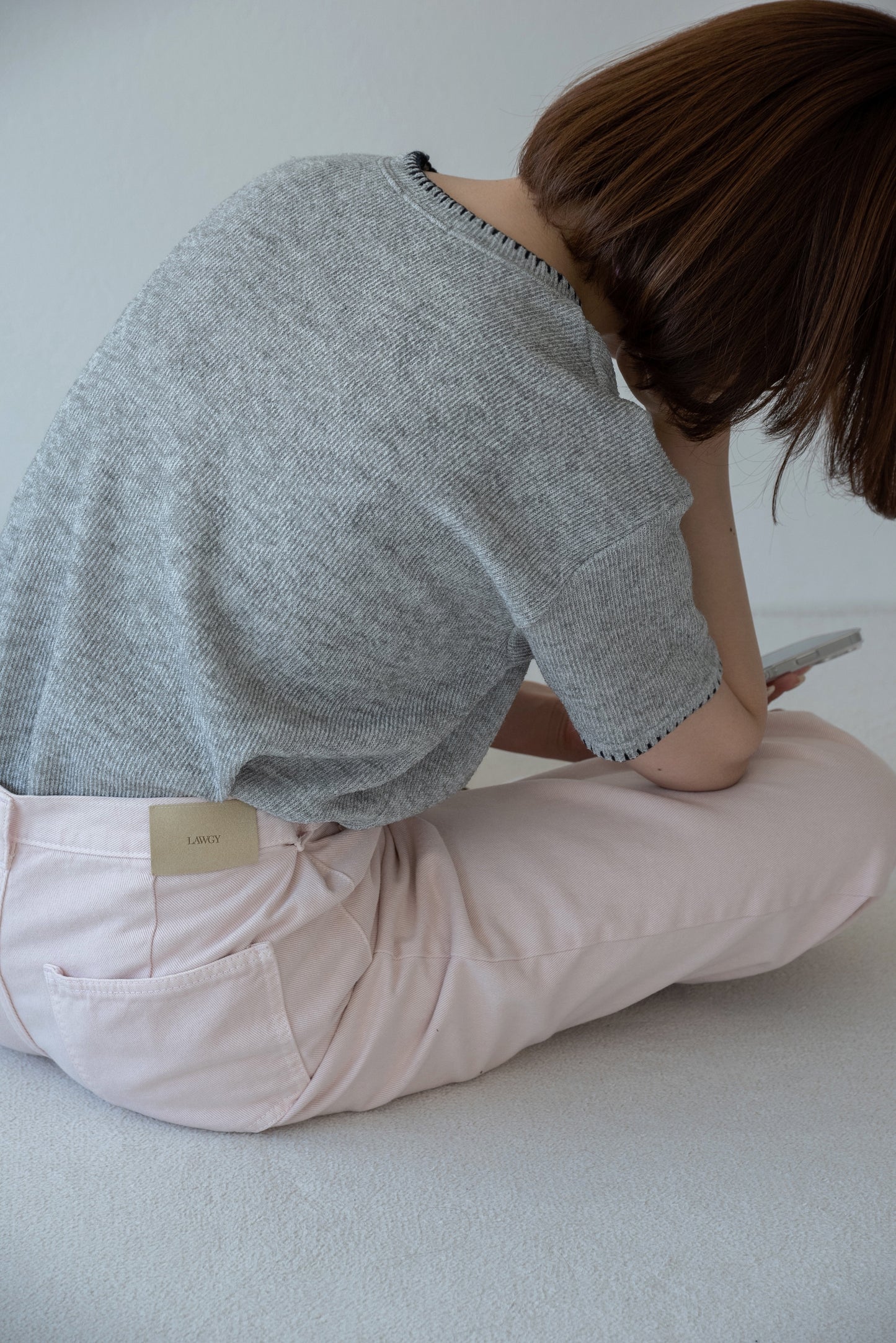 blanket stitch short sleeve knit tops