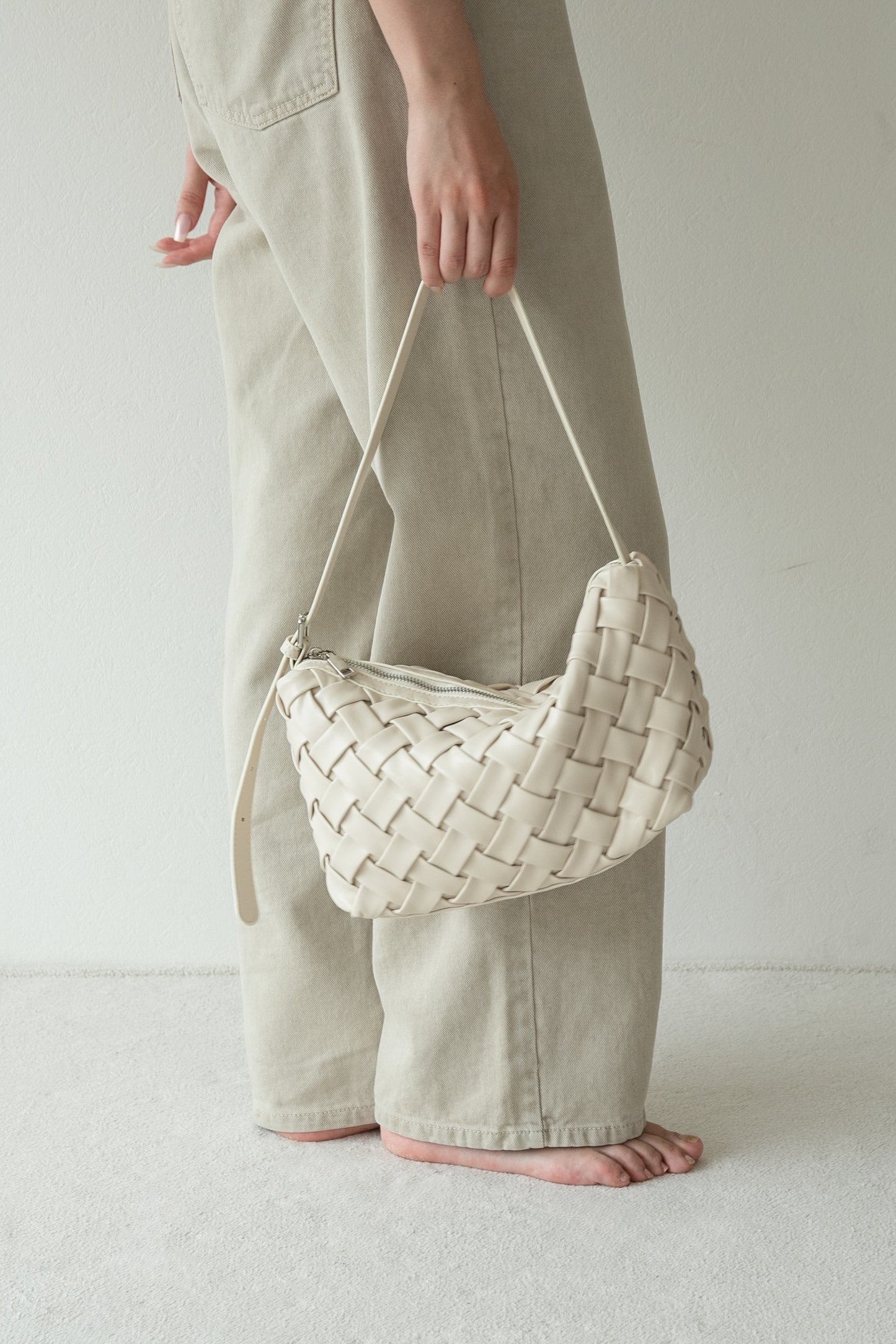 woven look single handle bag