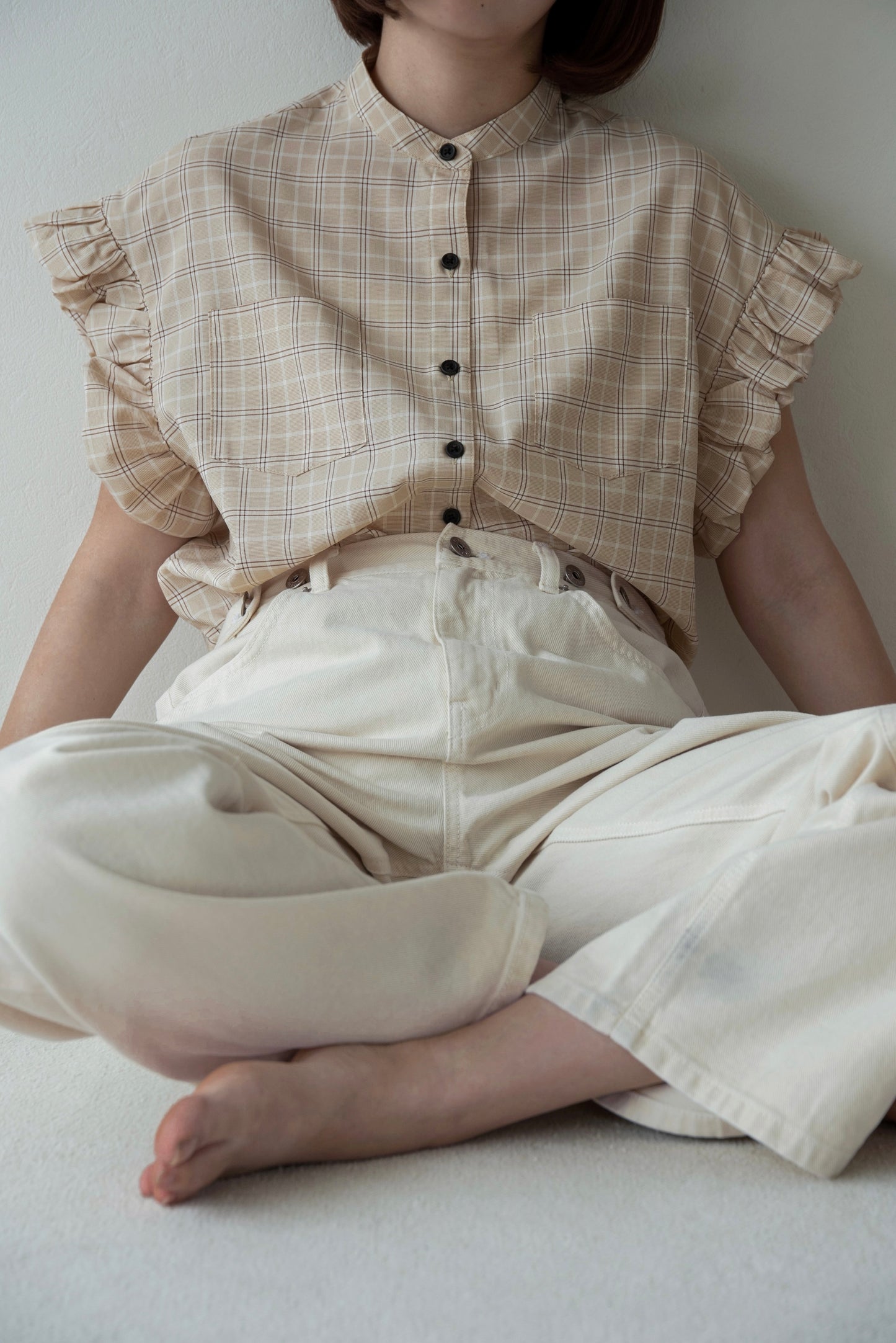 band collar balloon sleeve tops