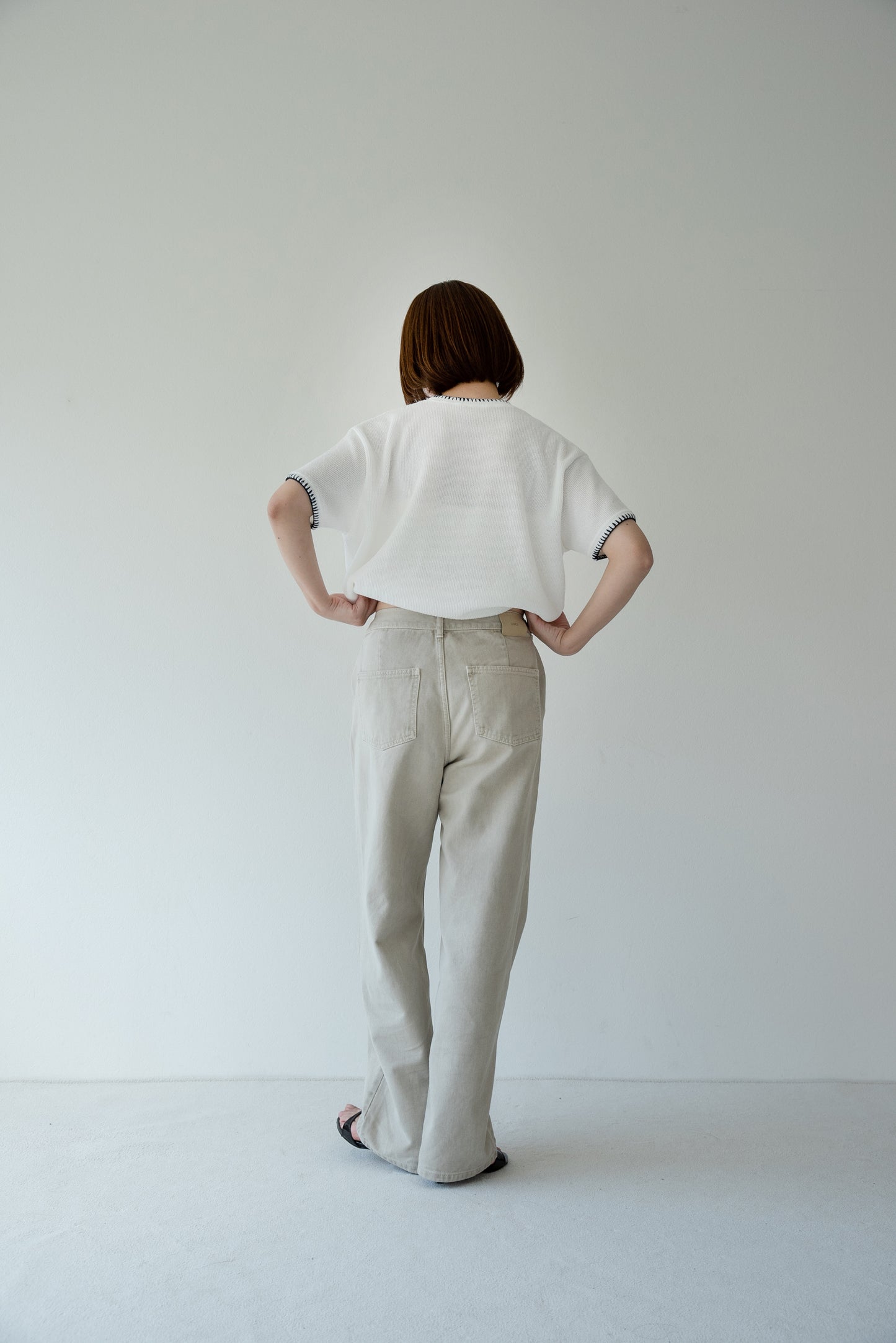 blanket stitch short sleeve knit tops